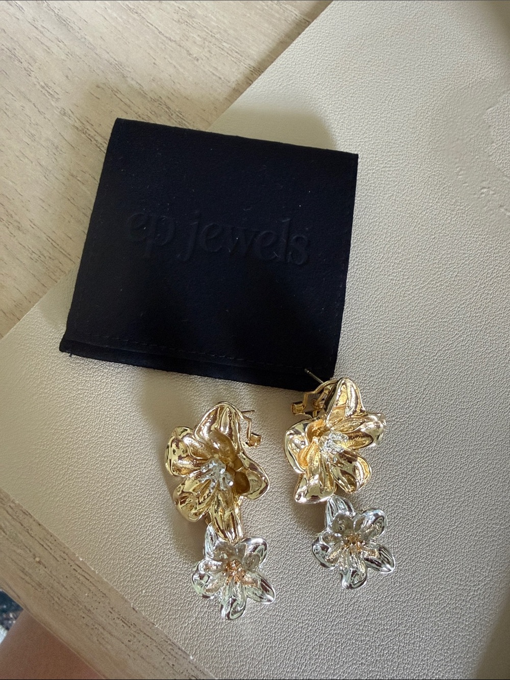 Gold and silver faux earring